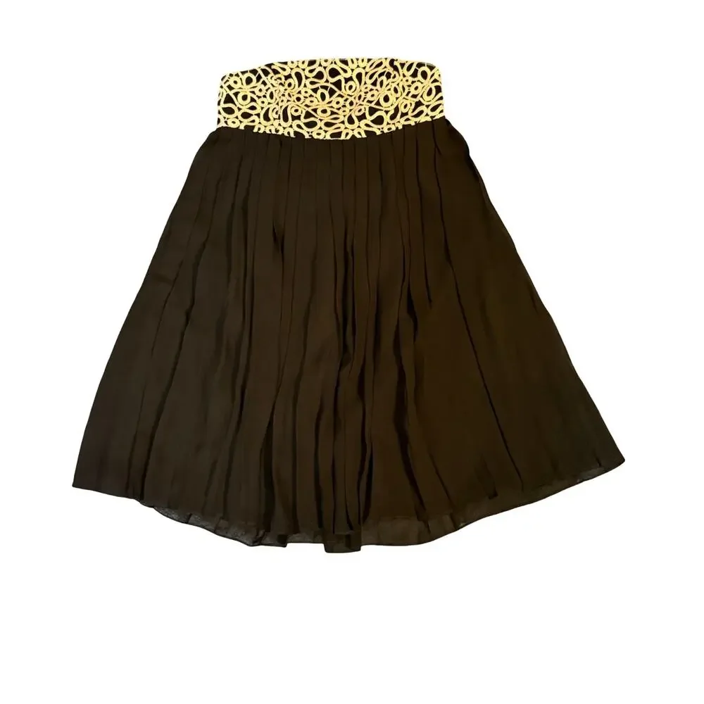 Lilly Pulitzer Dress 2 Jillie Silk Strapless Gold Bodice Black Pleated Cocktail - Picture 2 of 9